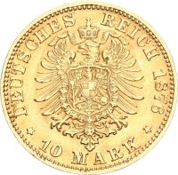 Baden Friedrich I. 10 Mark 1876 G Gold vz Jäger 186