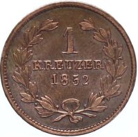 Baden-Durlach Leopold 1 Kreuzer 1852 vz
