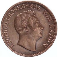 Baden-Durlach Leopold 1 Kreuzer 1852 vz