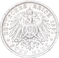 Baden Friedrich I. 5 Mark 1891 G mit Querstrich beim A...